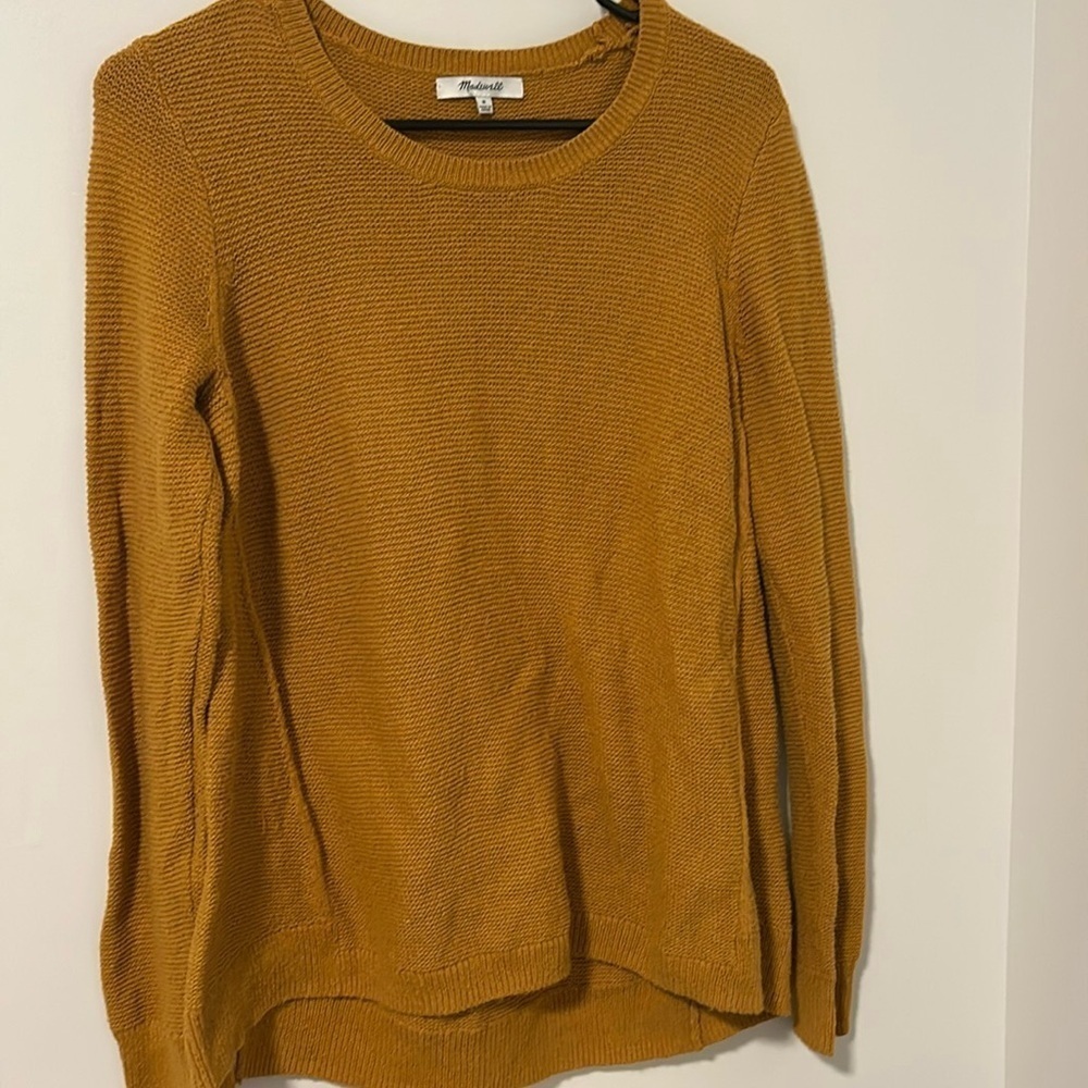 Madewell Mustard Yellow 62% Cotton Oversized Long Sleeve Sweater Size Medium